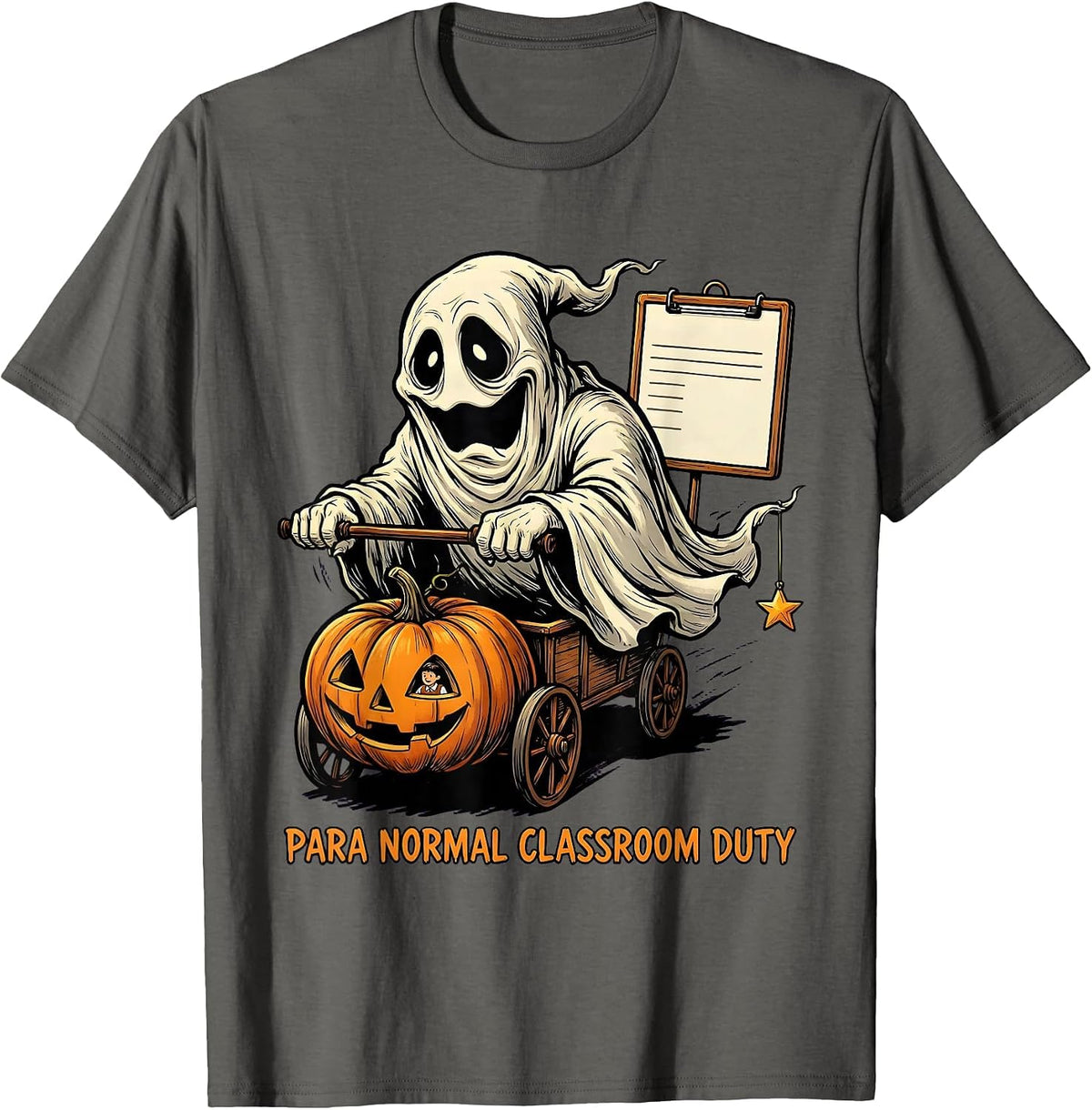 Men's Para Normal Classroom Duty Funny Ghost Paraprofessional T-Shirt - Asphalt Grey