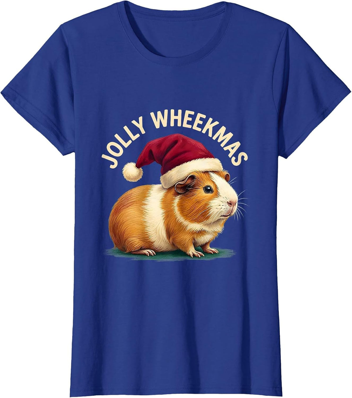 Women's Jolly Wheekmas Storybook Guinea Pig Christmas Lover Humor T-Shirt - Royal Blue