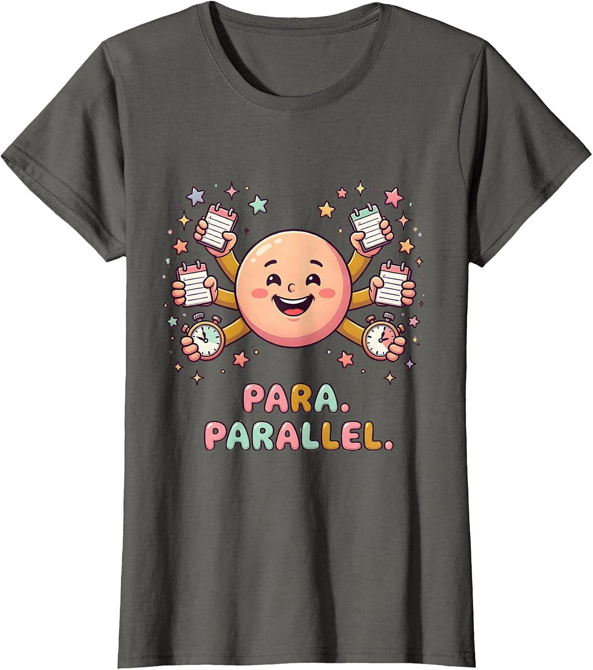 Women's Para Parallel Funny Paraprofessional Paraeducator Support T-Shirt - Asphalt Grey