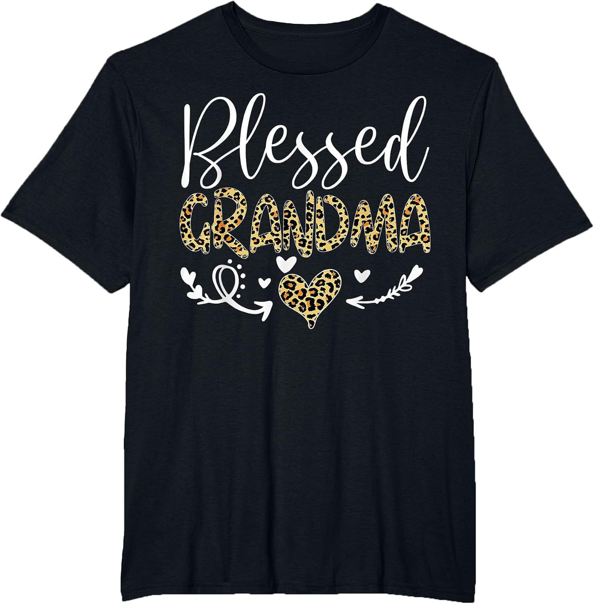 Leopard Blessed Grandma for Grandmother Granny Mimi Mother T-Shirt - Black