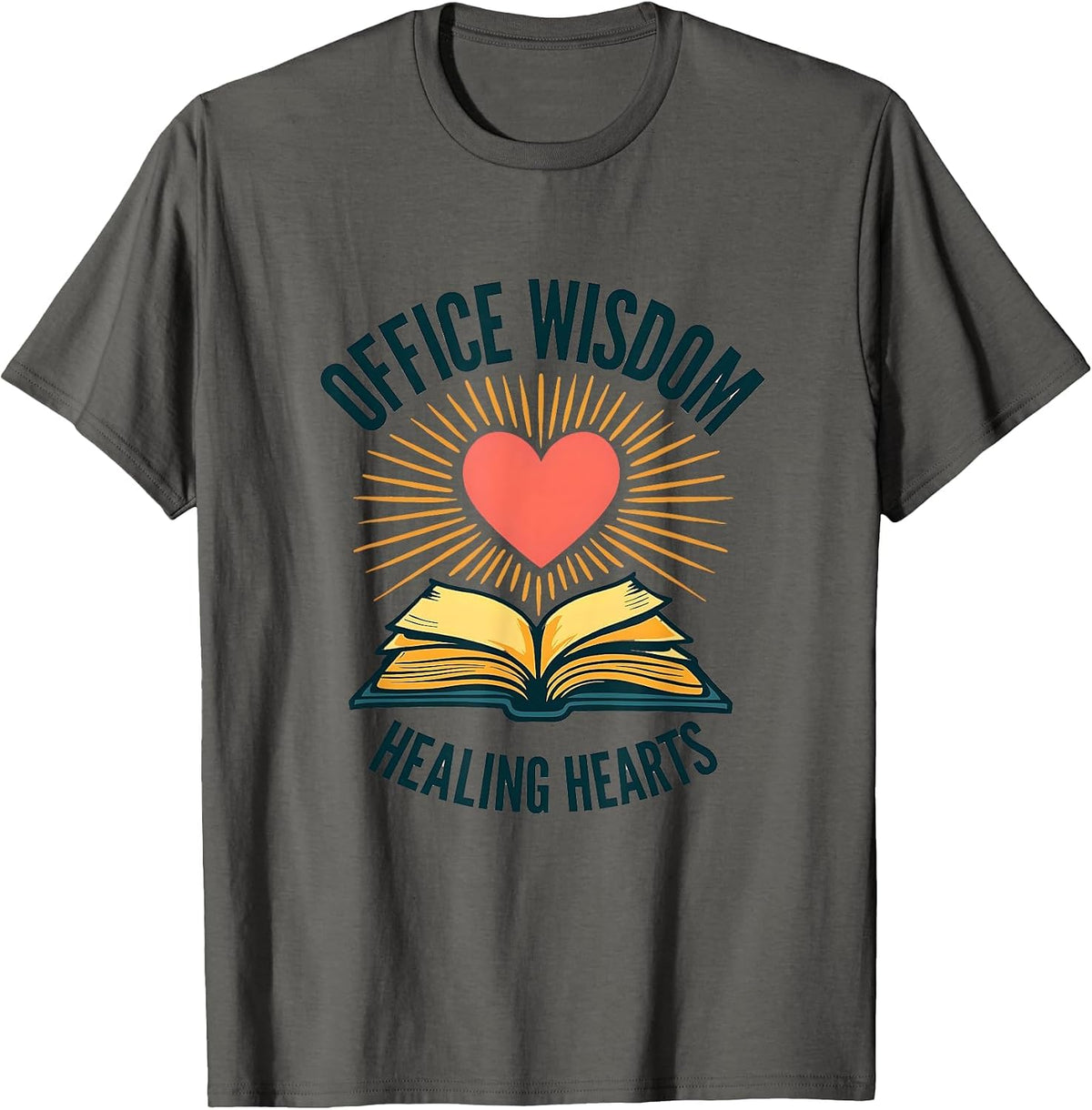 Office Wisdom Healing Hearts School Counselor T-Shirt - Asphalt Grey