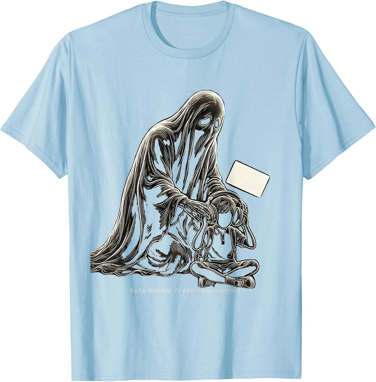 Men's Para Normal Classroom Support Funny Ghost Paraprofessional T-Shirt - Baby Blue