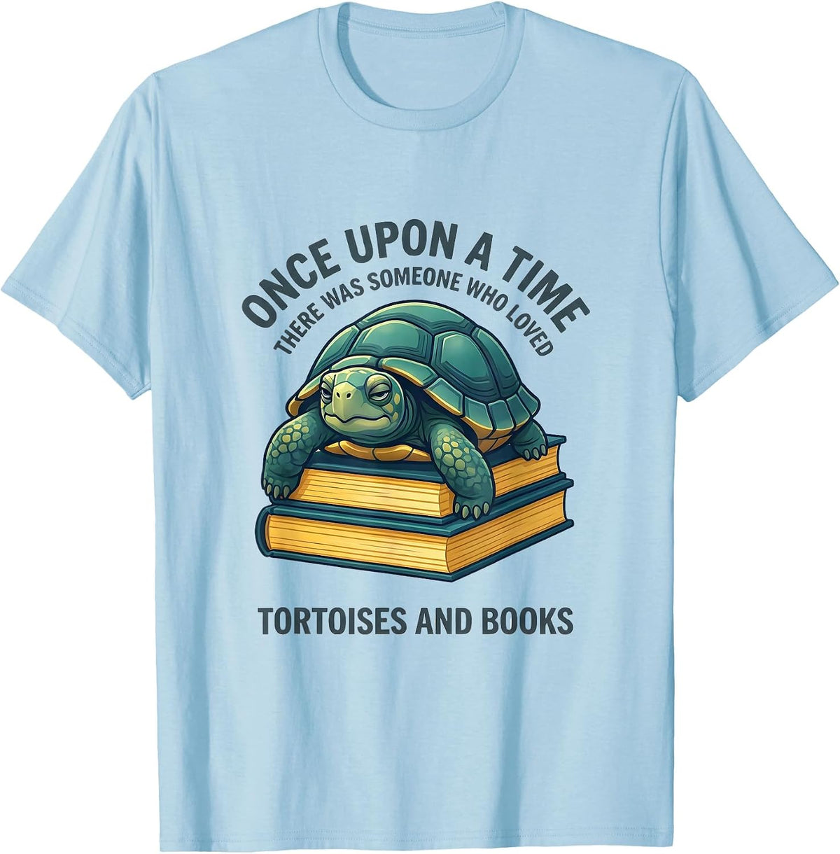Men's Once Upon A Time Loved Tortoises And Books Humor T-Shirt - Baby Blue