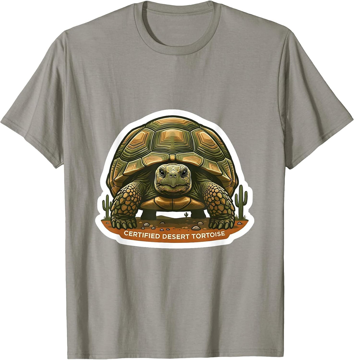 Men's Certified Desert Tortoise Vintage Arizona Souvenir Sticker T-Shirt - Slate Grey