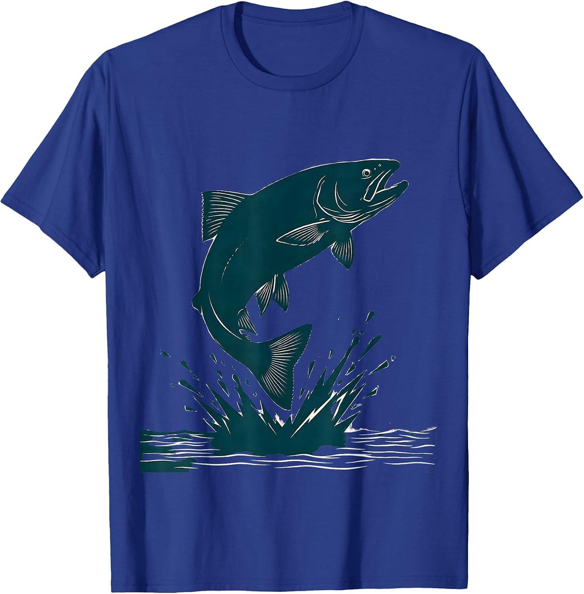 Colorado Trout Leaping River Fishing Illustration T-Shirt - Royal Blue