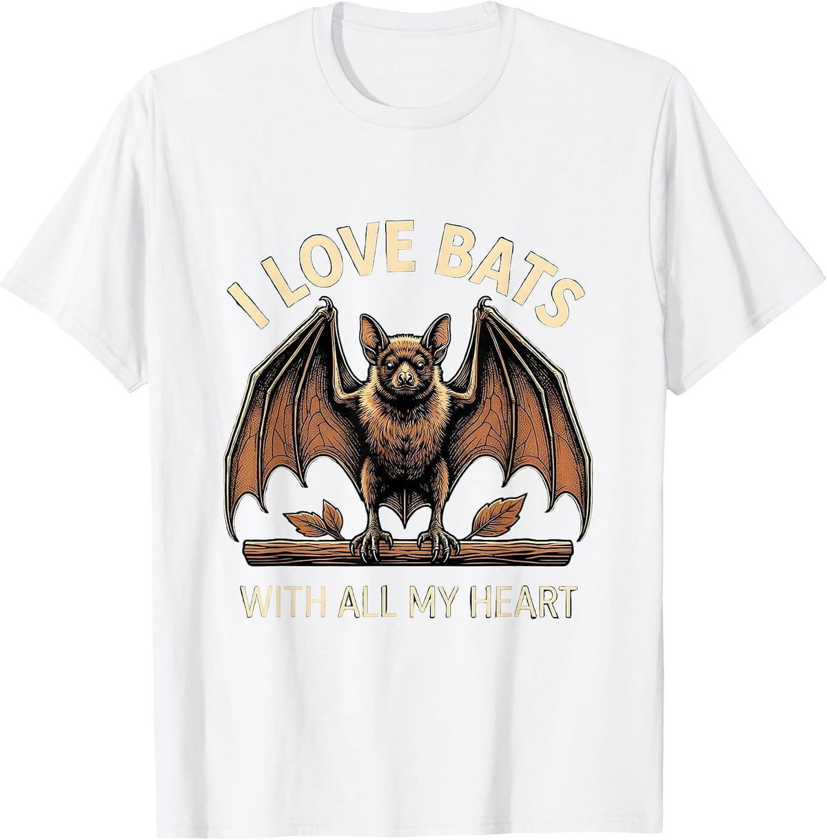 Men's I Love Bats With All My Heart Funny Bat Lover Wildlife T-Shirt - White