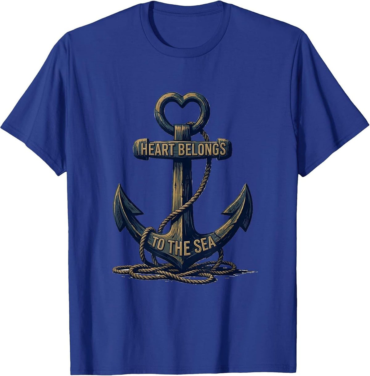 Men's Heart Belongs to the Sea Sailor Design T-Shirt - Royal Blue