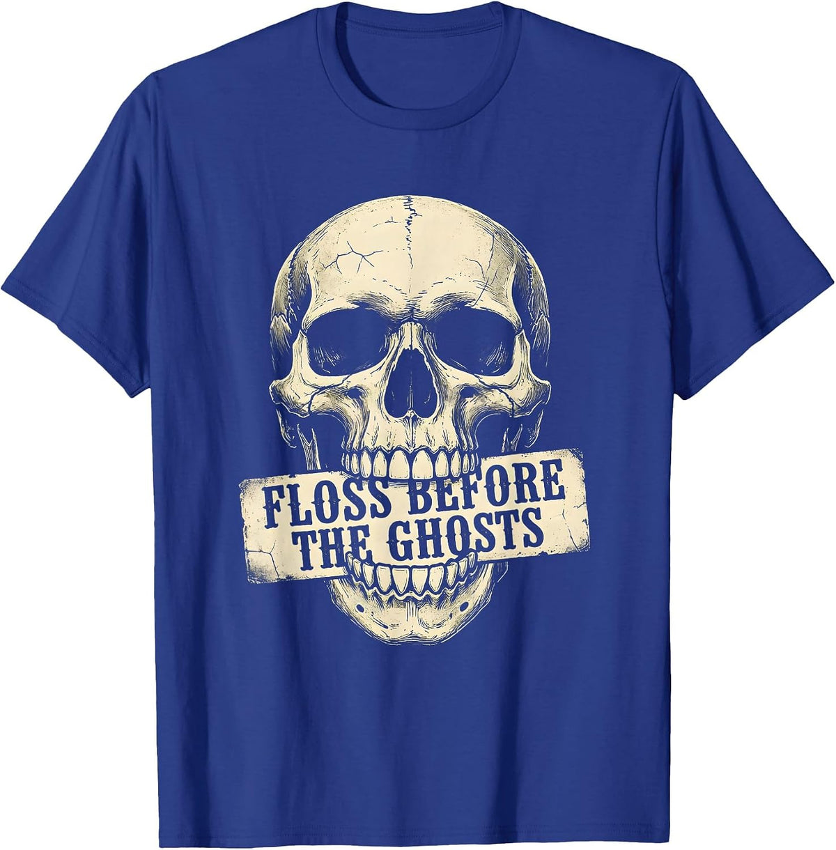 Floss Before The Ghosts Halloween Dental Design T-Shirt - Royal Blue