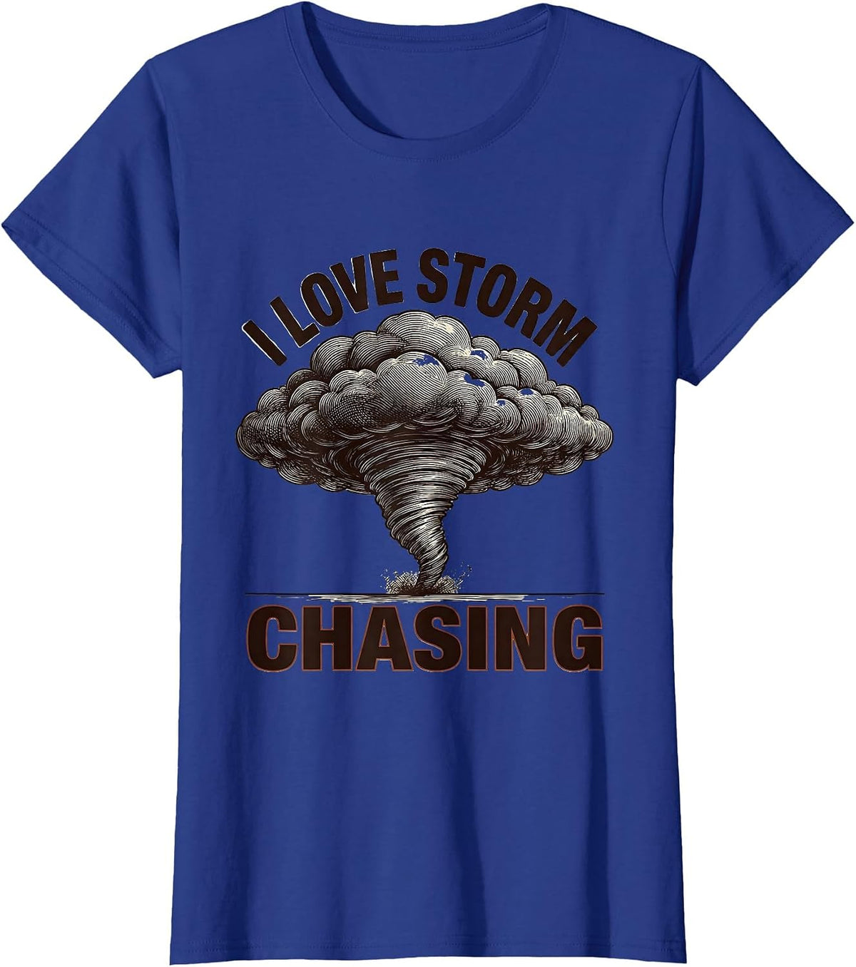 Women's I Love Storm Chasing Crosshatch Etching Meteorology T-Shirt - Royal Blue