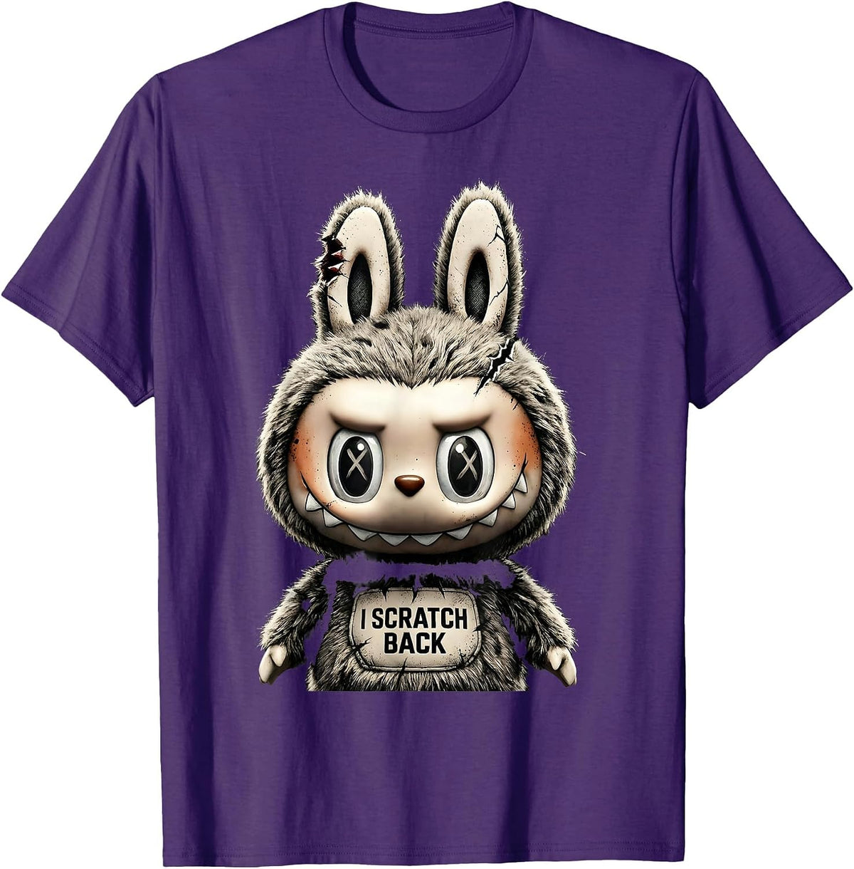 I Scratch Back Distressed Creepy Cute Goth Bunny Horror T-Shirt - Purple
