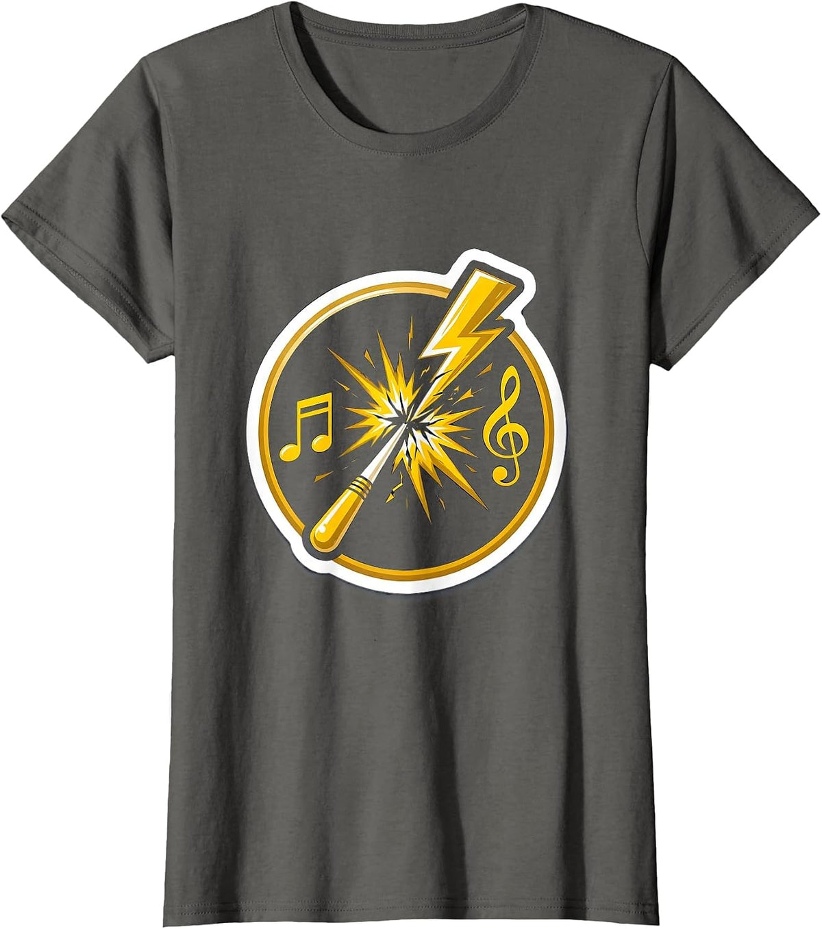 Women's Music Teacher Conductor Baton Lightning Bolt Graphic T-Shirt - Asphalt Grey