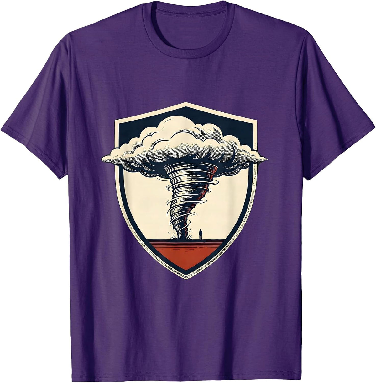 Tornado Crest Emblem Storm Chaser Meteorology Enthusiast T-Shirt - Purple