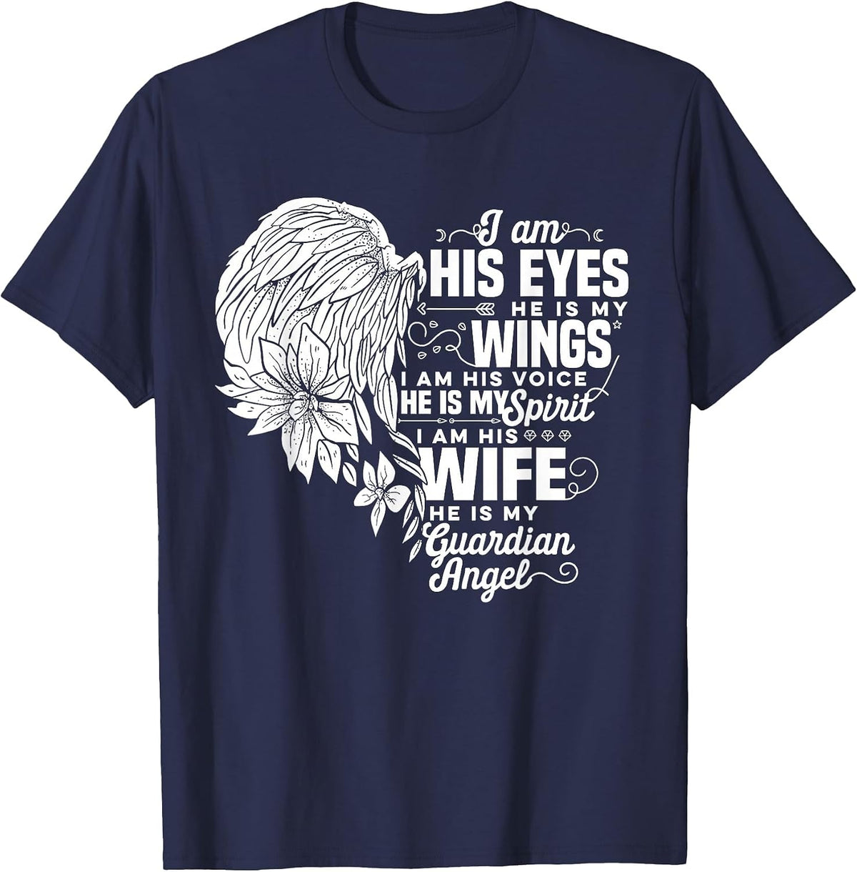 My Husband is My Guardian Angel Widowed Wife Memorial Day T-Shirt - Navy Blue
