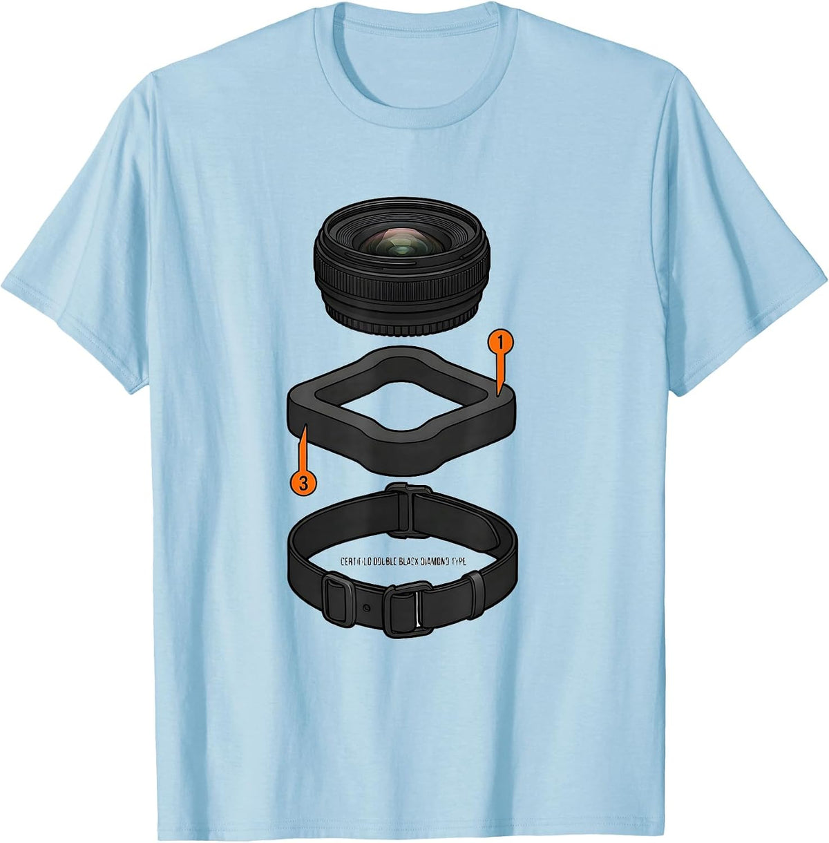 Men's Certified Double Black Diamond Type Funny Ski Humor Gift T-Shirt - Baby Blue