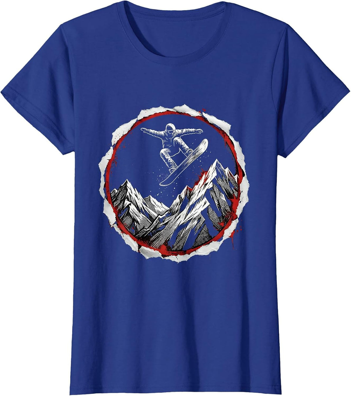 Women's Snowboarder Mountain Ridge Launch Graphic T-Shirt - Royal Blue