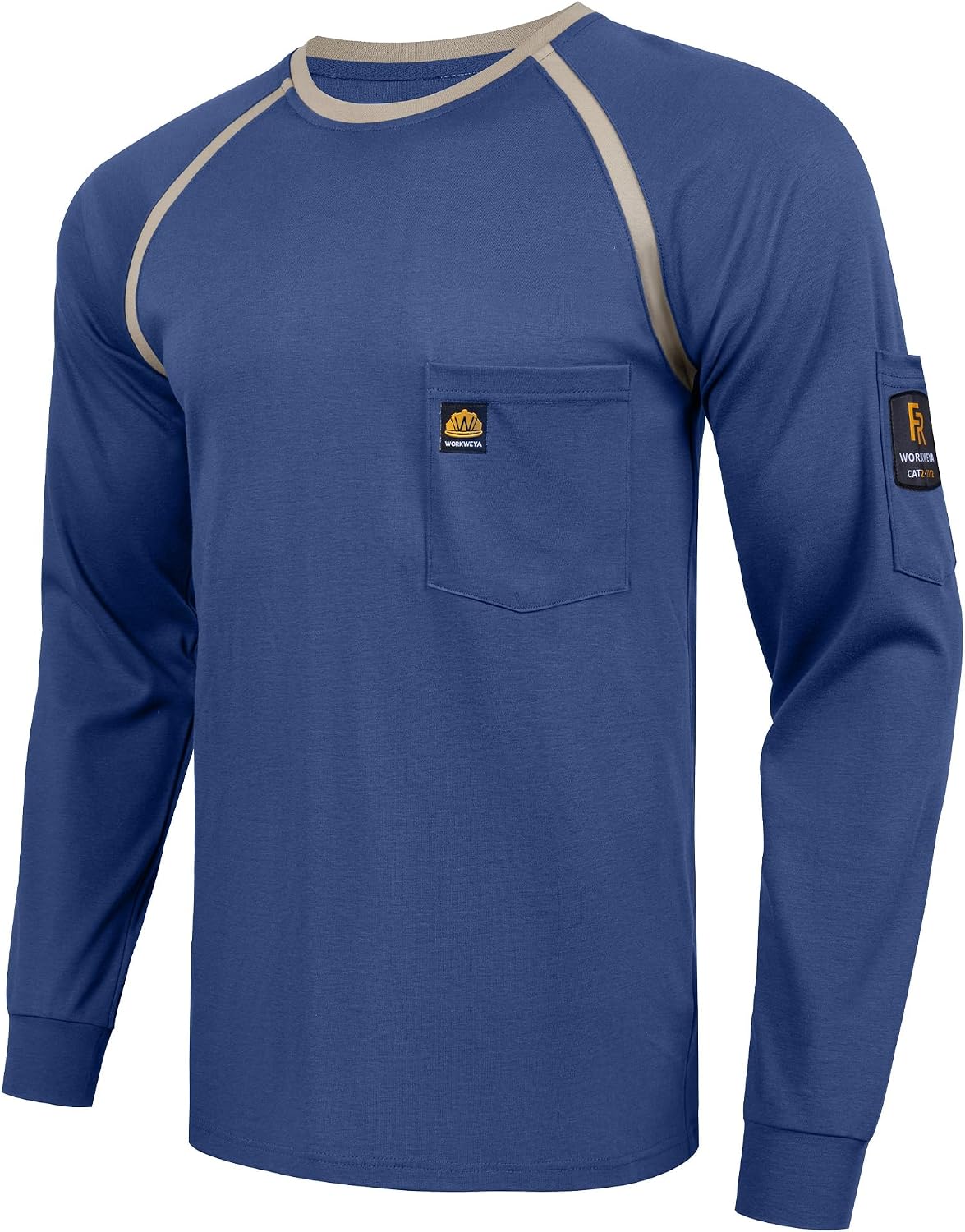 FR Shirts for Men 5.5 oz Flame Resistant Long Sleeve Shirt for Welding CAT2 - Navy