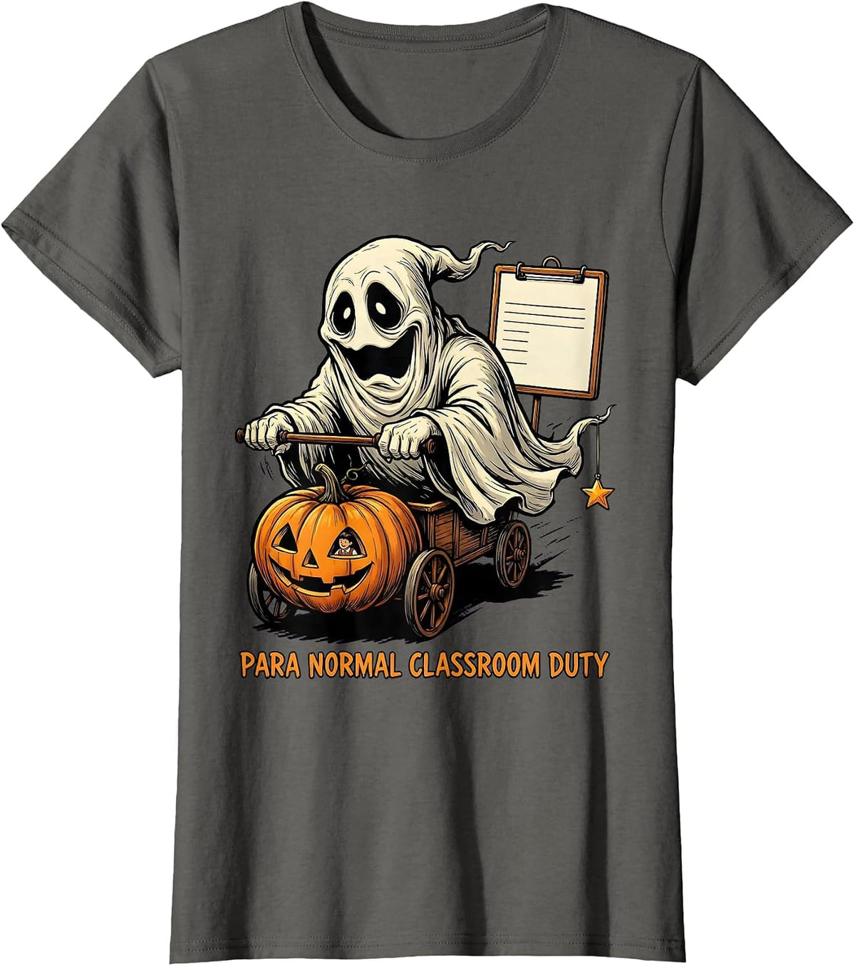 Women's Para Normal Classroom Duty Funny Ghost Paraprofessional T-Shirt - Asphalt Grey