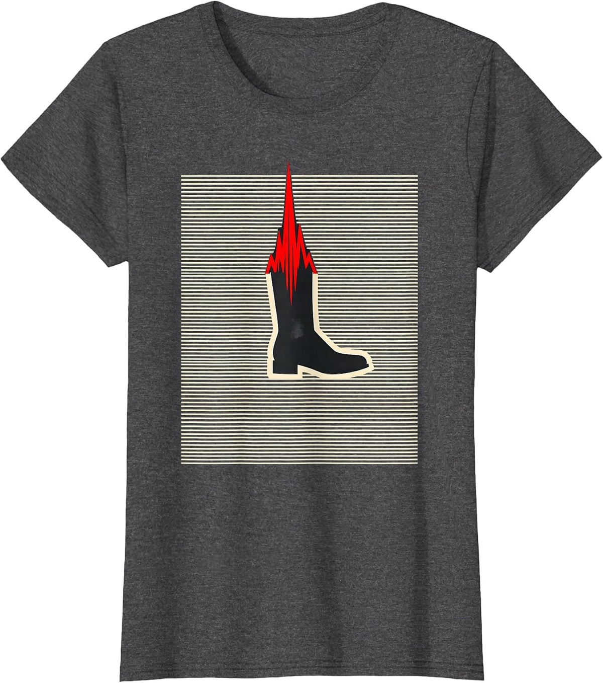 Women's Line Dance Pulse Geometric EMS Humor T-Shirt - Dark Heather Grey