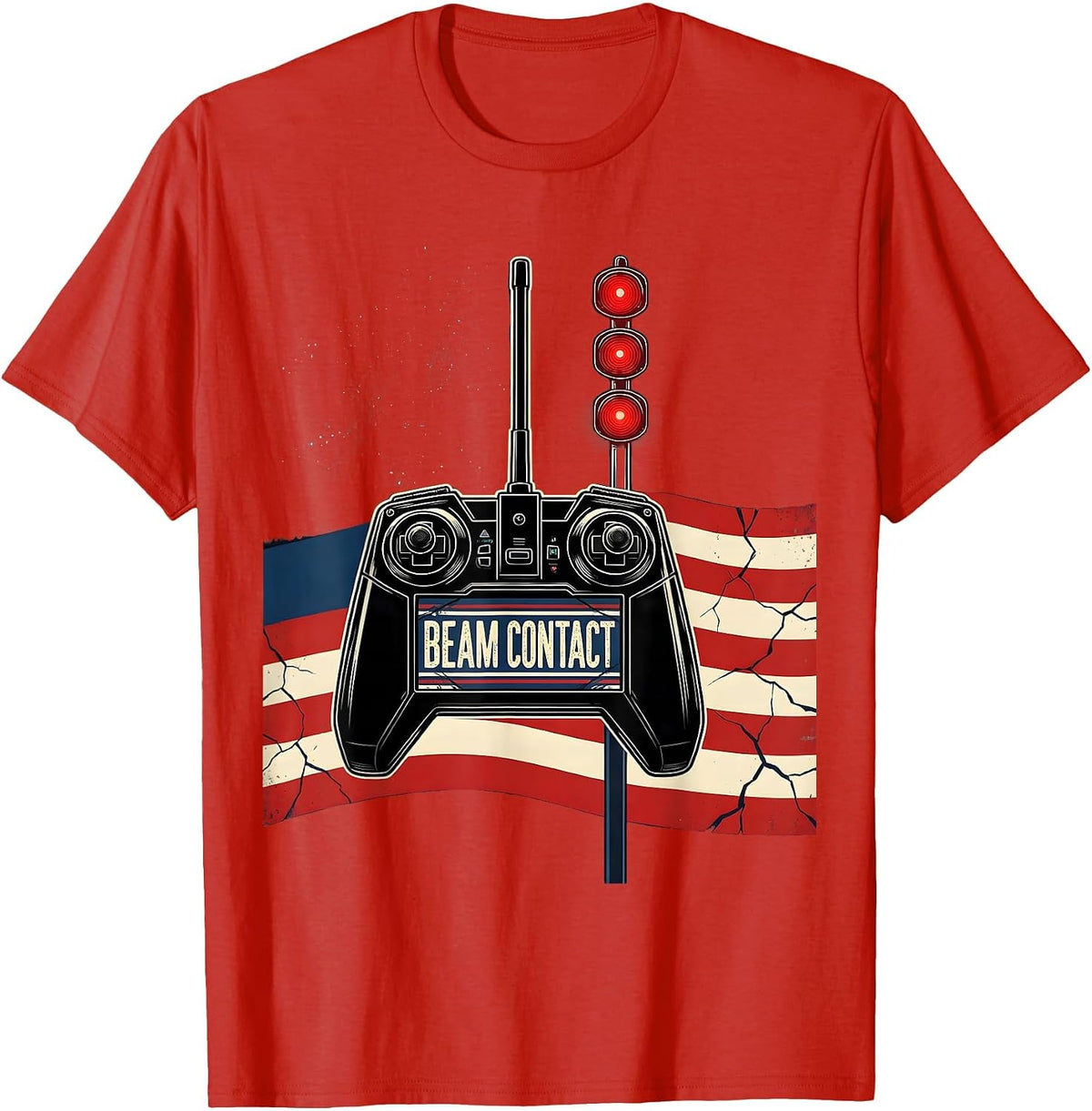 Men's Beam Contact Patriotic RC Racing American Flag Hobbyist Gift T-Shirt - Red