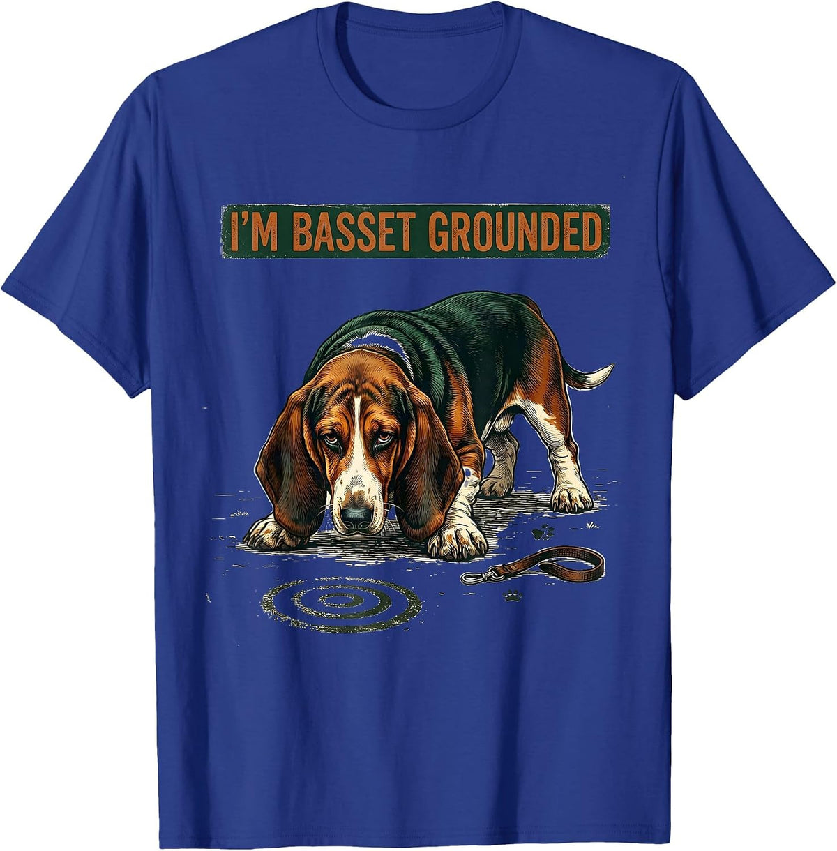 I'm Basset Grounded Vintage Funny Basset Hound Dog Lover T-Shirt - Royal Blue