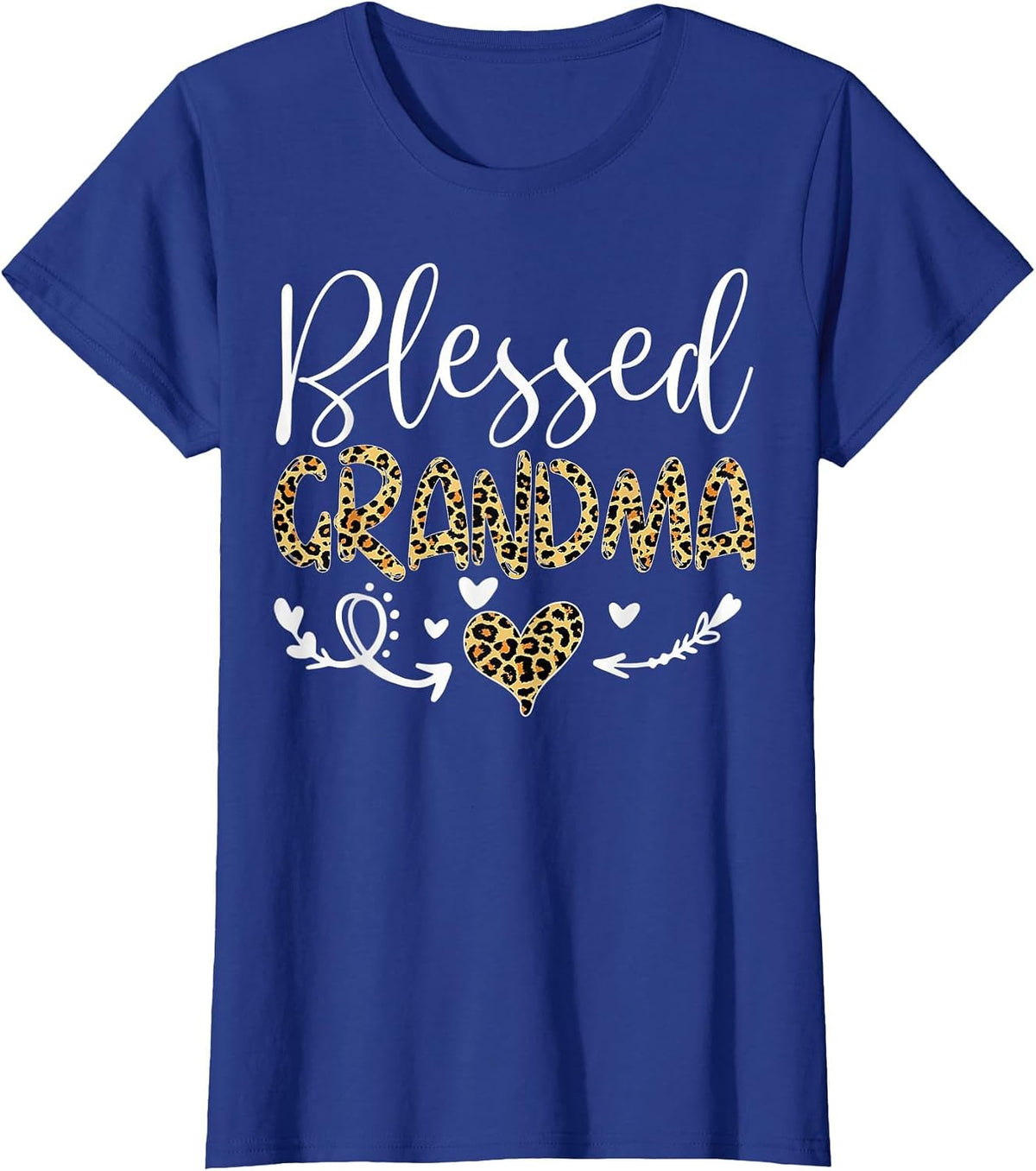 Leopard Blessed Grandma for Grandmother Granny Mimi Mother T-Shirt - Royal Blue