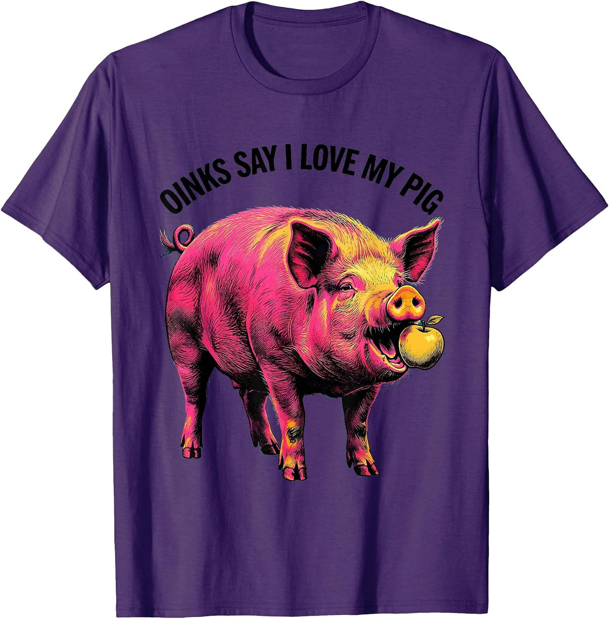Men's Oinks Say I Love My Pig Funny Pig Lover Guinea Pig Owner T-Shirt - Purple