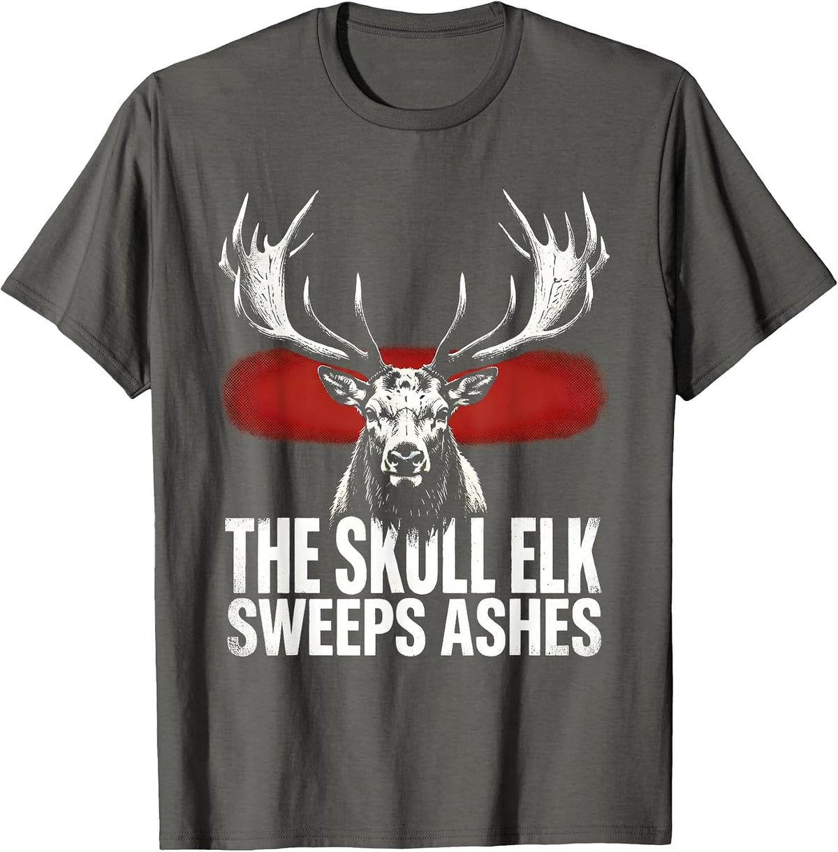 The Skull Elk Sweeps Ashes Gothic Horror Alt Aesthetic T-Shirt - Asphalt Grey