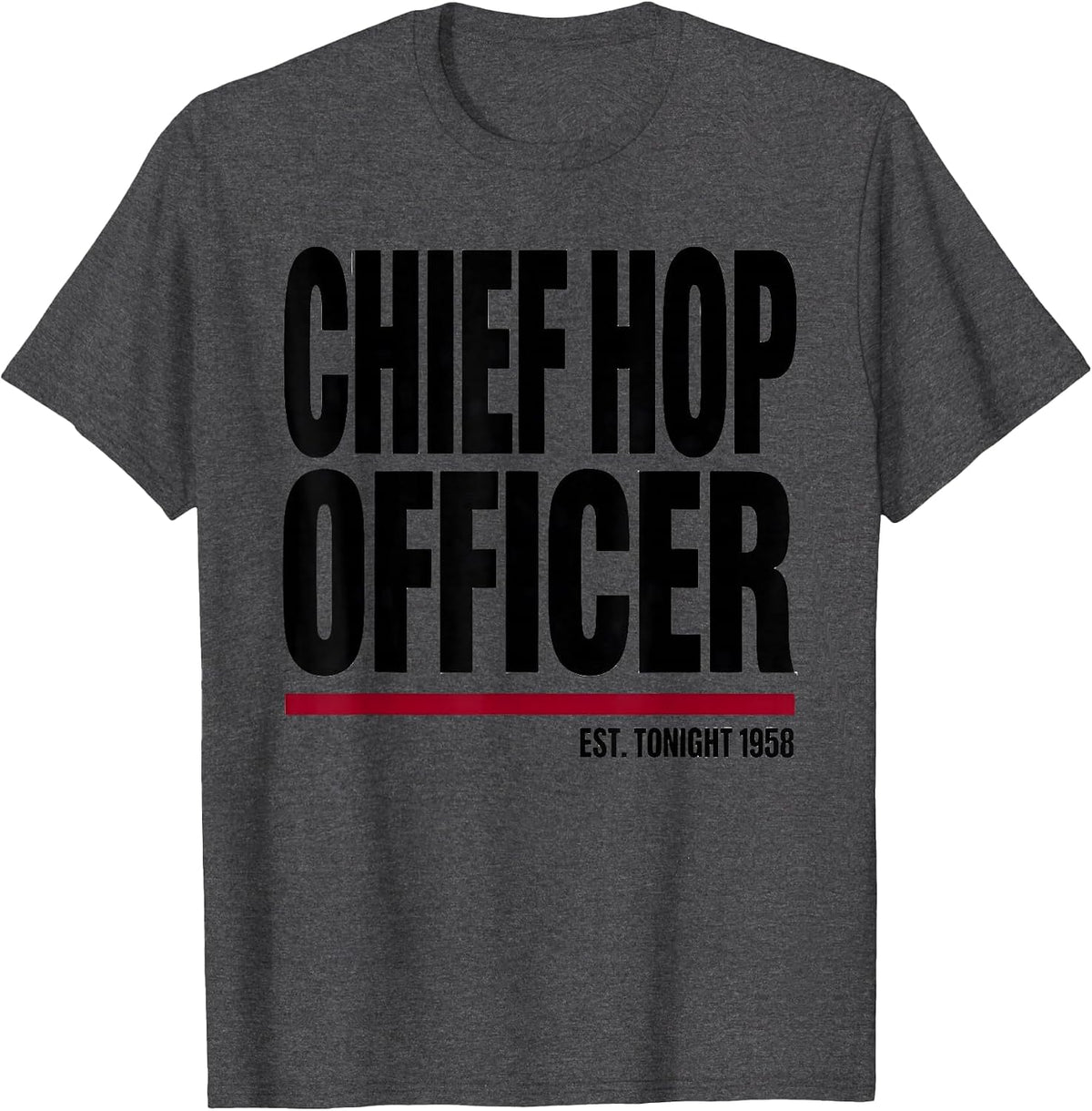 Chief Hop Officer, Est. Tonight 1958 Retro 1950s Sock Hop T-Shirt - Dark Heather Grey