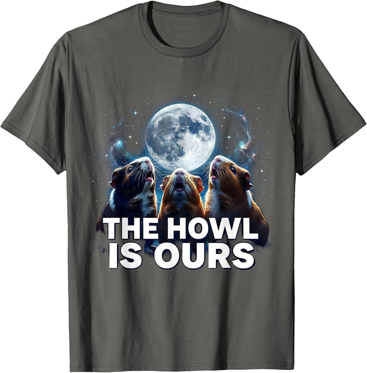 Men's The Howl Is Ours Cosmic Guinea Pig Funny Animal Parody Meme T-Shirt - Asphalt Grey
