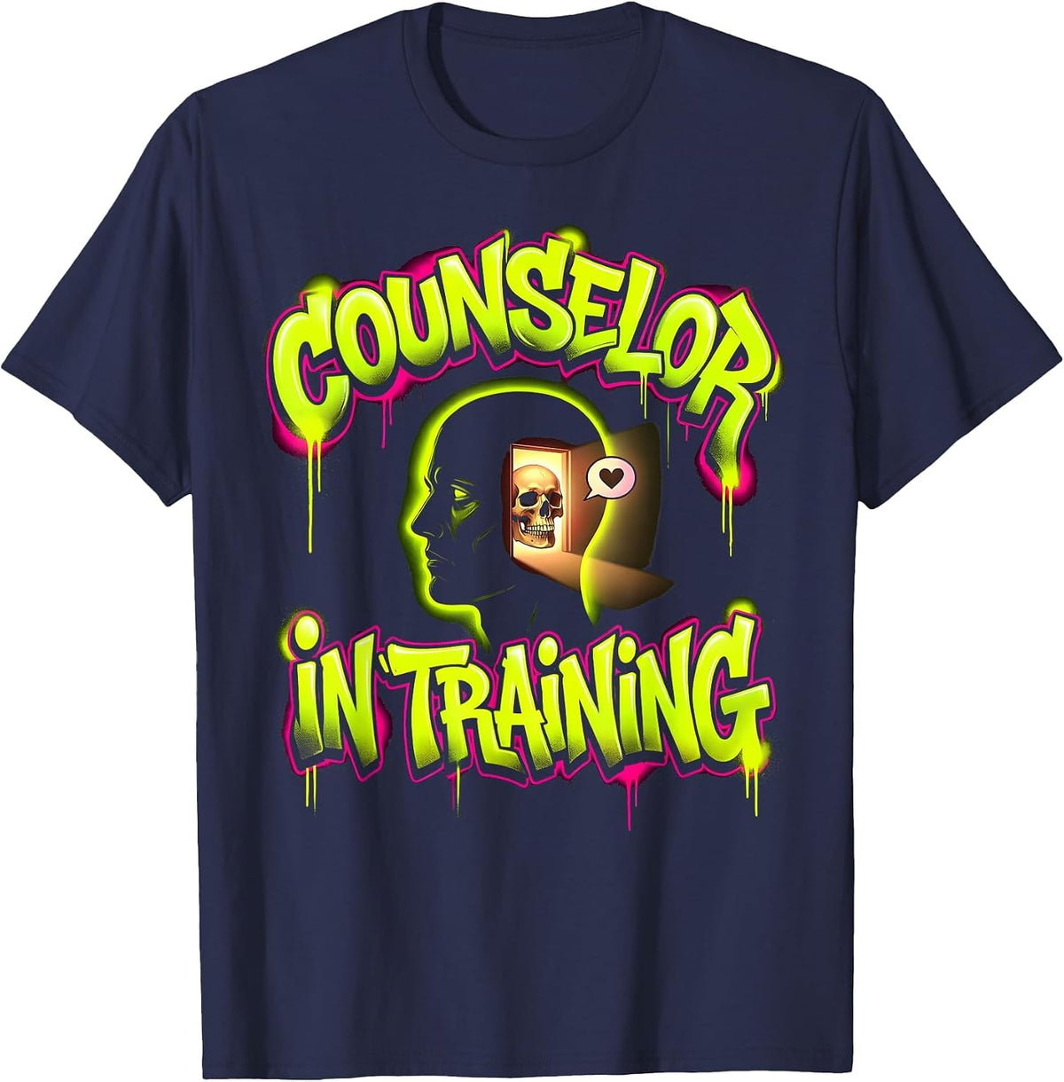 Counselor In Training Mental Health Awareness Design T-Shirt - Navy Blue