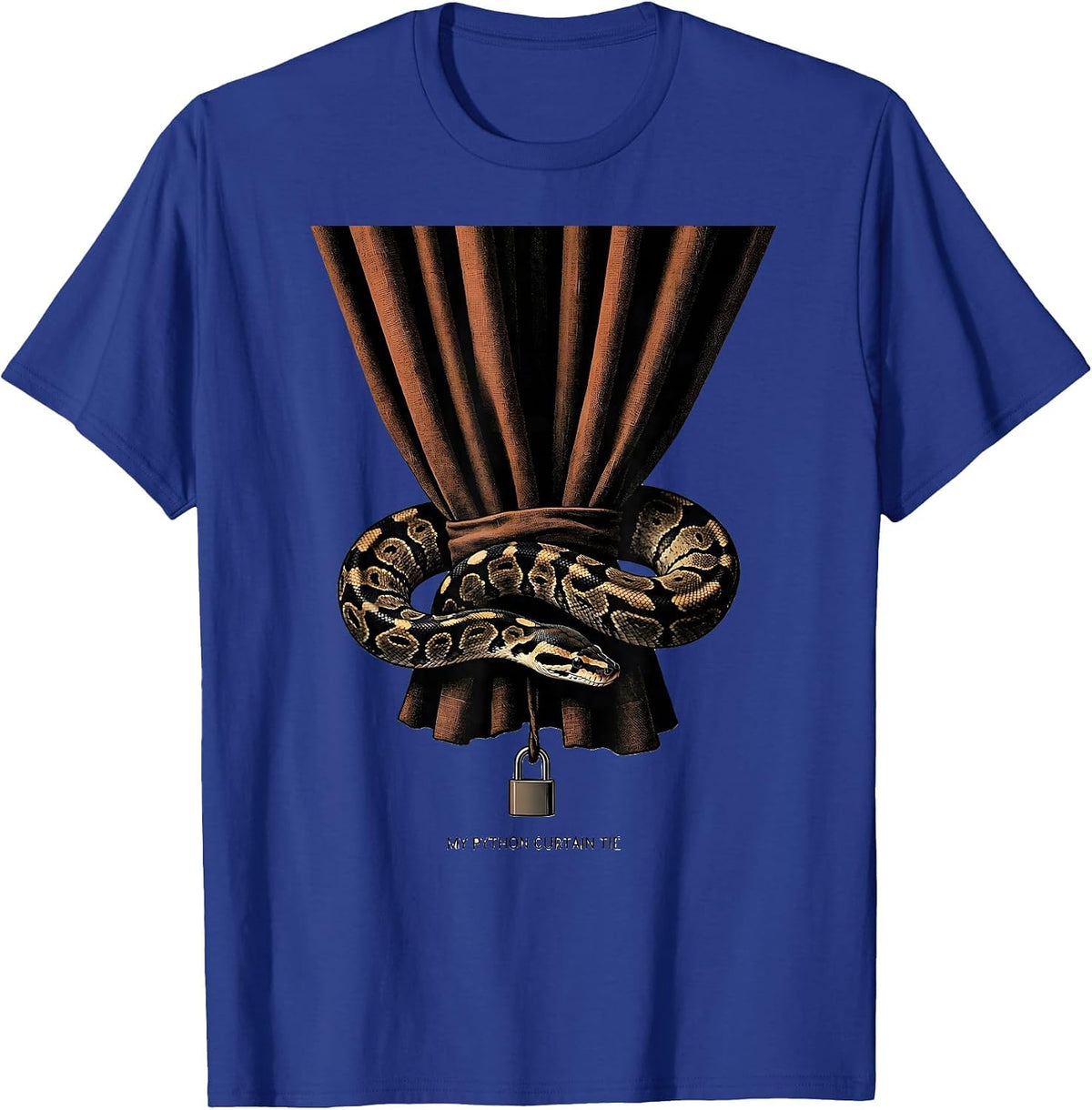 Men's My Python Curtain Tie Funny Ball Python Reptile Lover Gift T-Shirt - Royal Blue