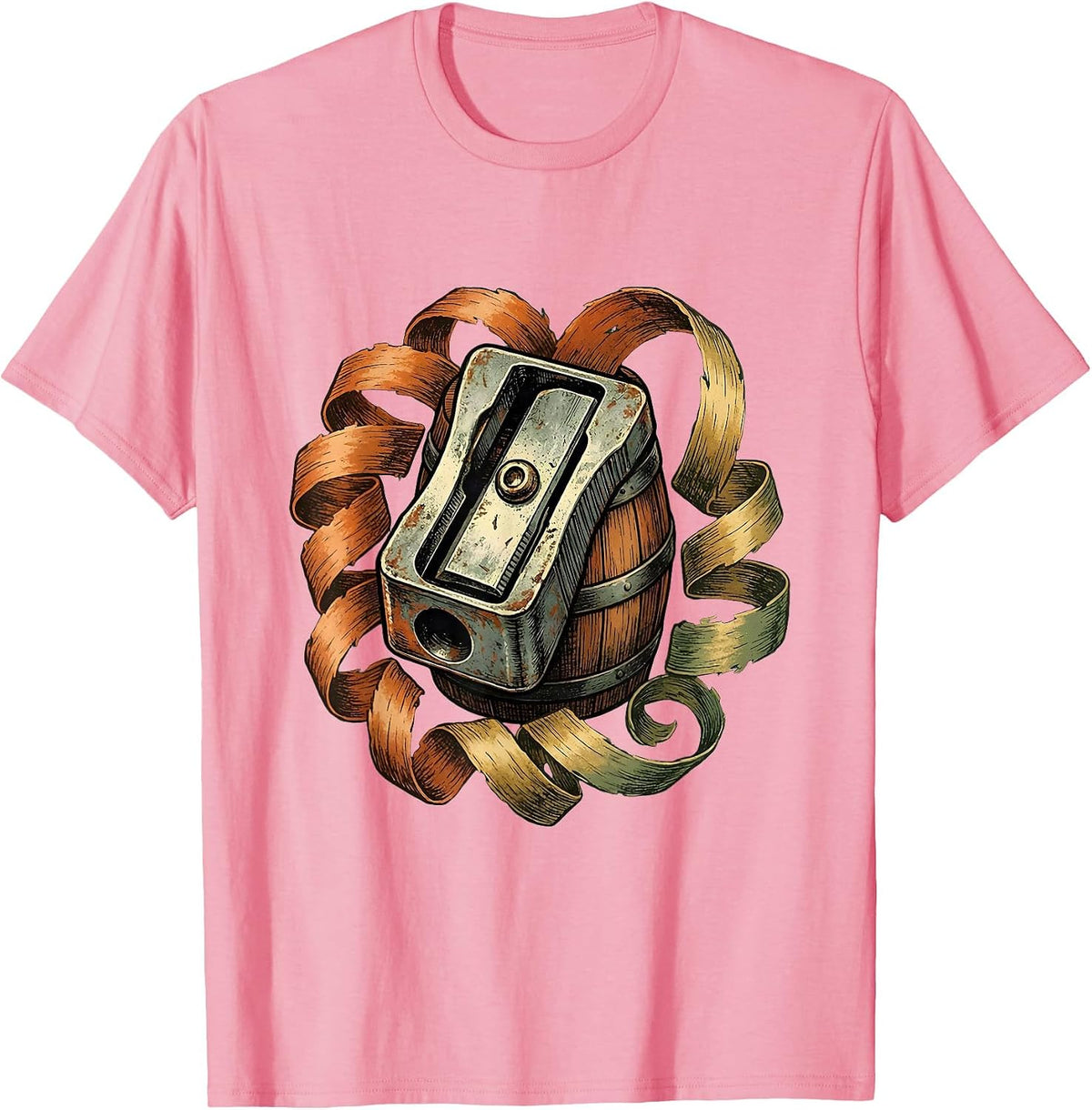 Men's Colorful Pencil Sharpener Art Teacher Design T-Shirt - Pink