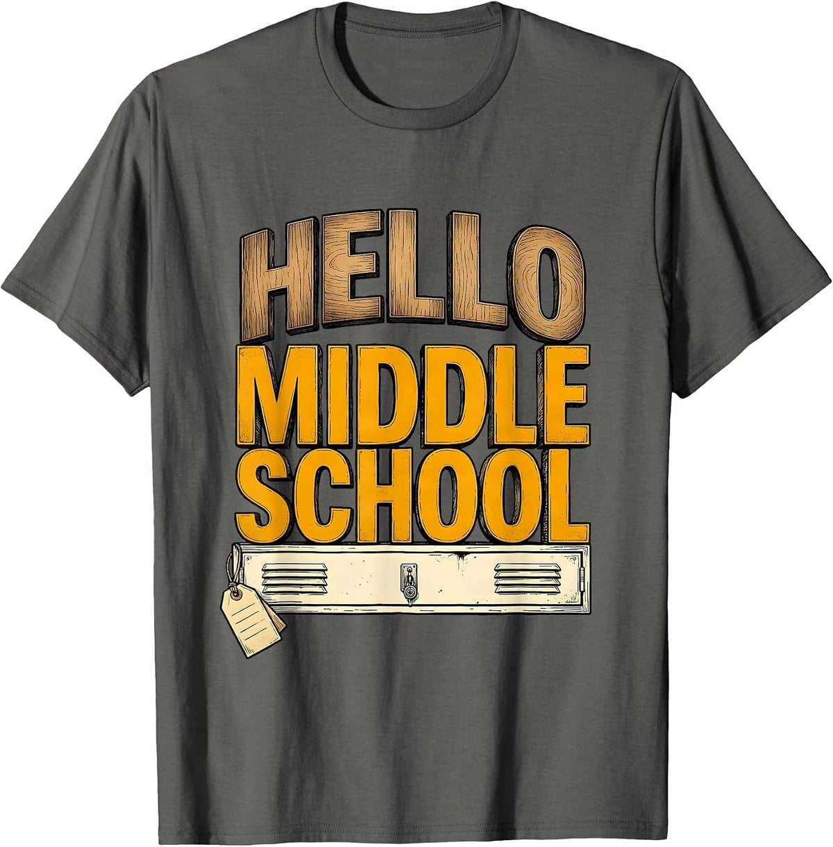 Men's Hello Middle School Cute Kids First Day of School T-Shirt - Asphalt Grey
