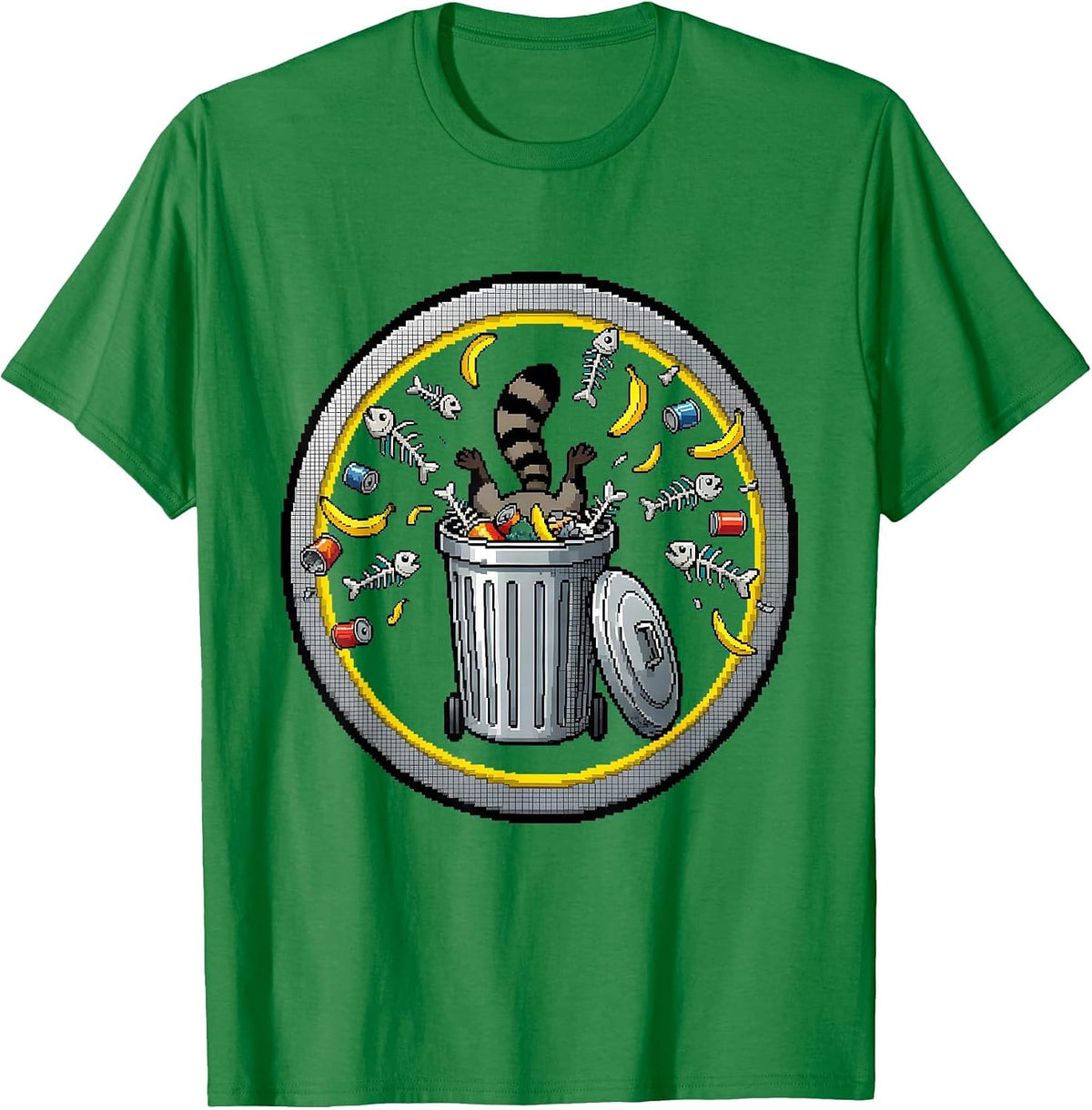 Men's Raccoon Dumpster Dive Funny Trash Panda Graphic T-Shirt - Kelly Green