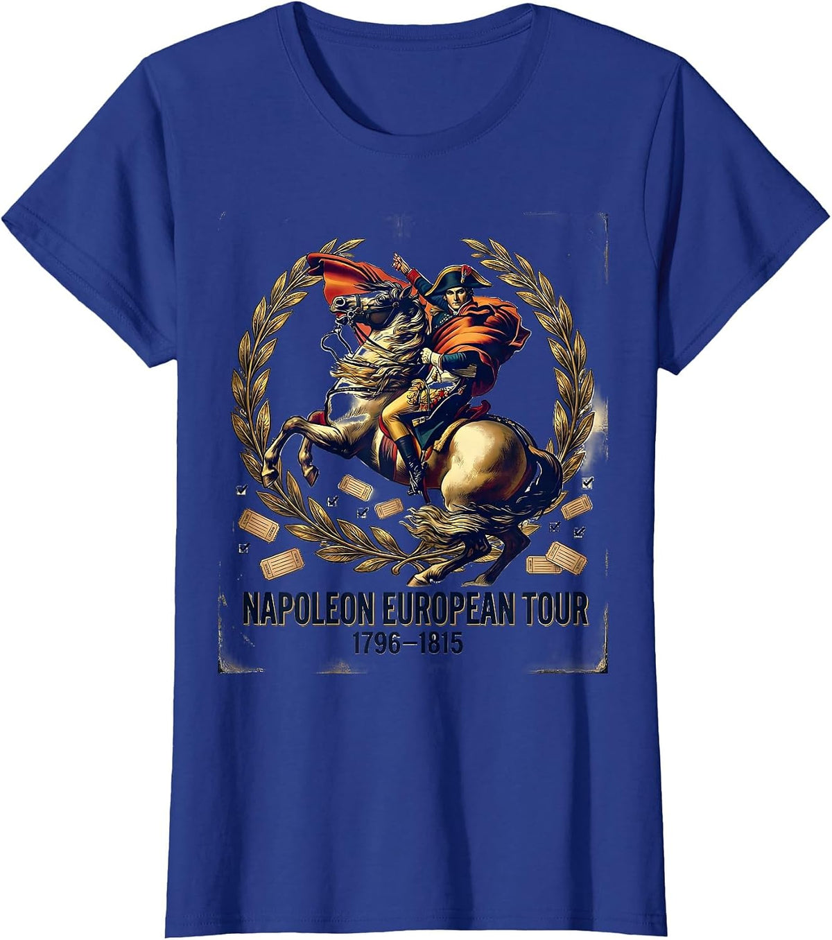 Women's Napoleon European Tour 1796–1815 Vintage Military History T-Shirt - Royal Blue