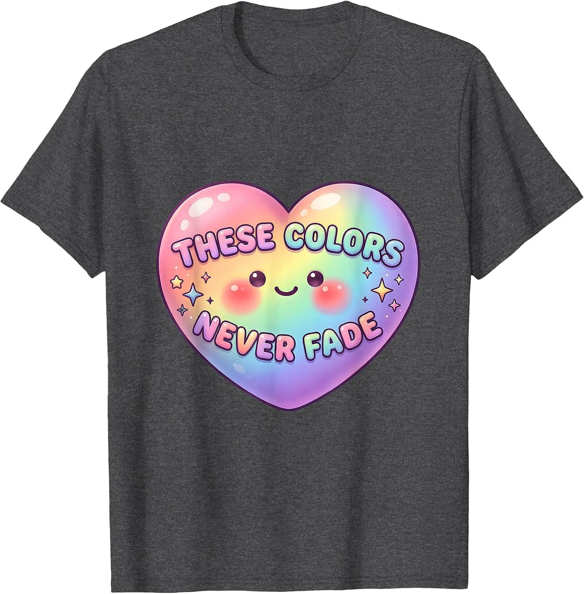 These Colors Never Fade Pride Flag Design T-Shirt - Dark Heather Grey