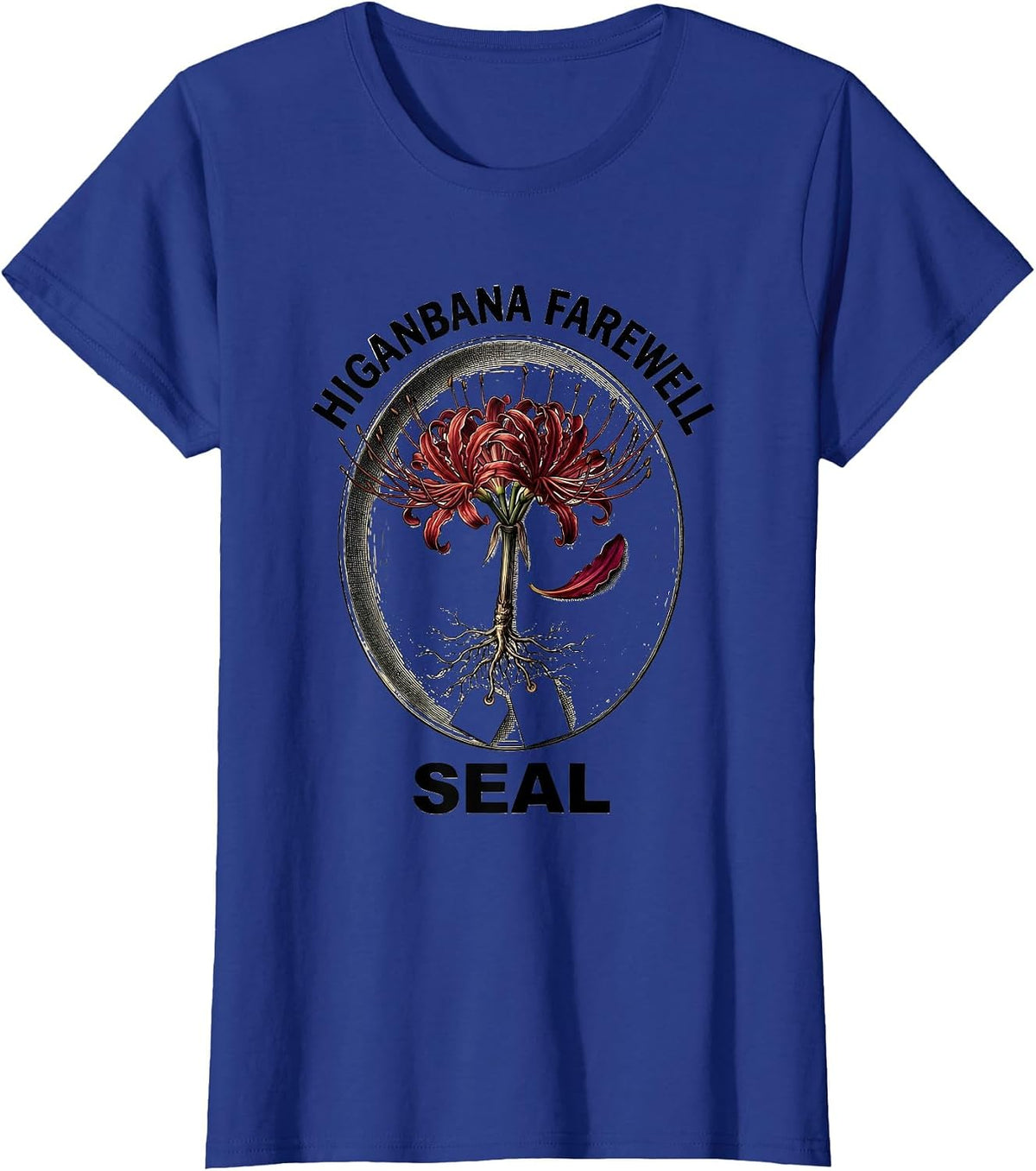Women's Higanbana Farewell Seal Horror Anime Kawaii Goth Aesthetic T-Shirt - Royal Blue