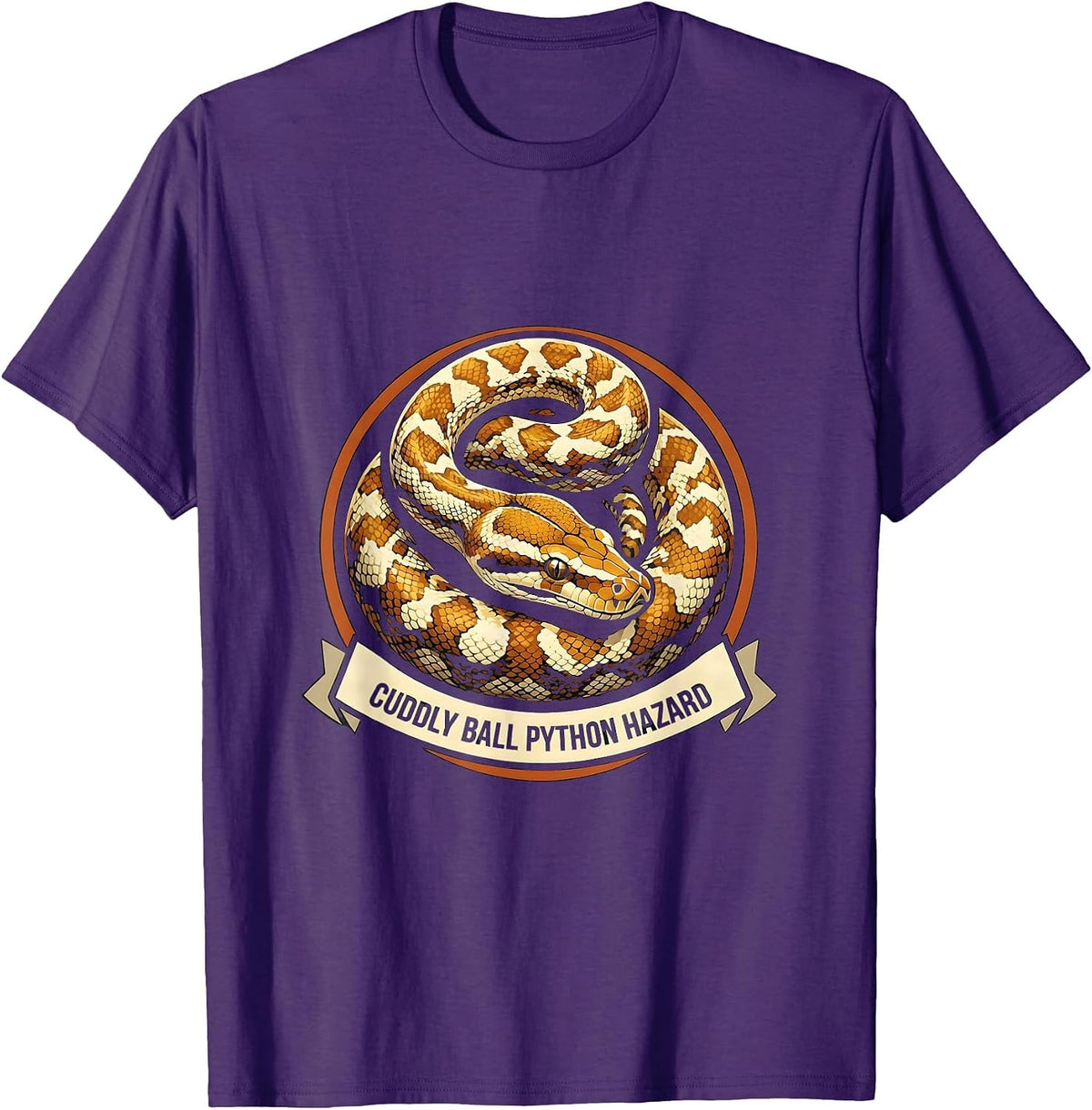 Cuddly Ball Python Hazard Funny Snake Lover Reptile Humor T-Shirt - Purple