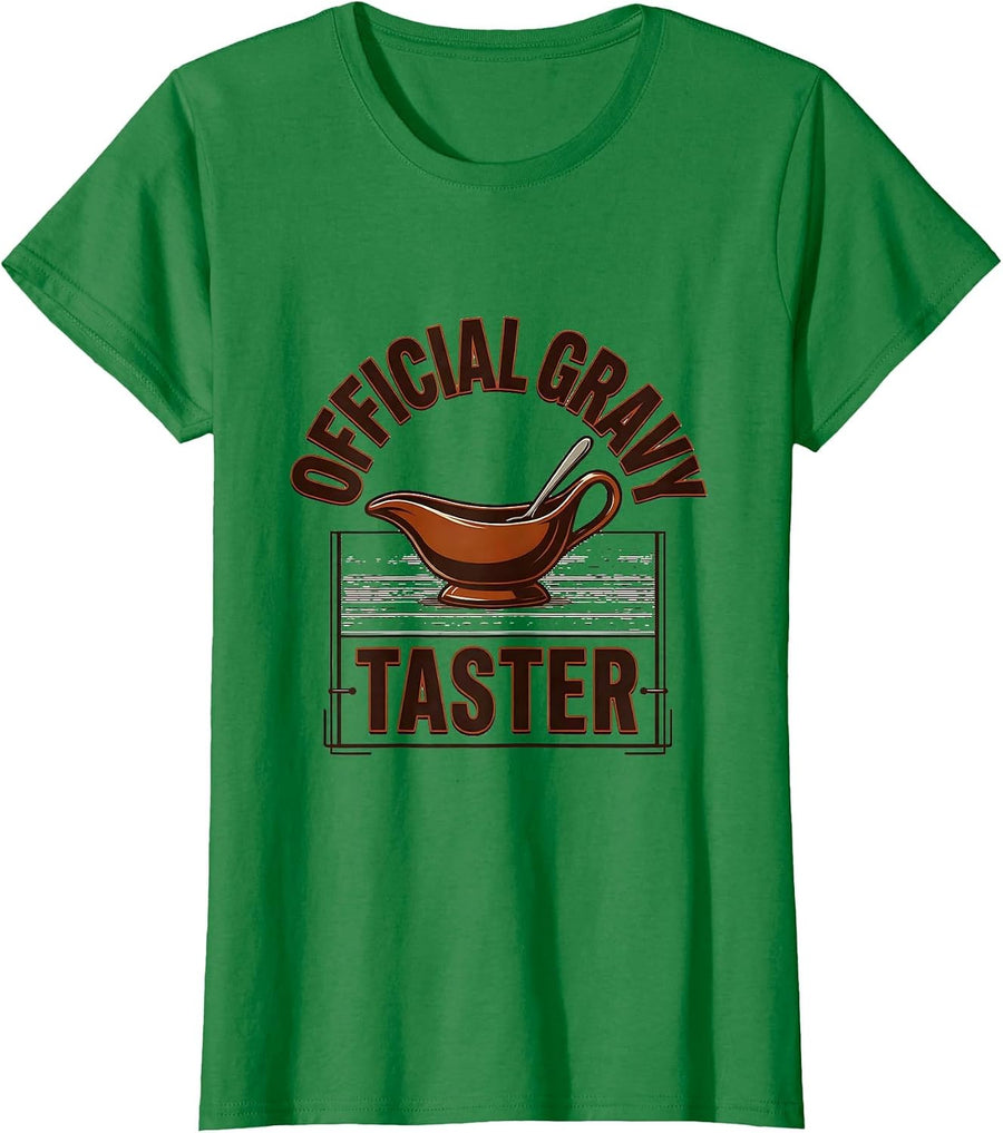 Women's Official Gravy Taster Funny Thanksgiving Family Matching T-Shirt - Kelly Green