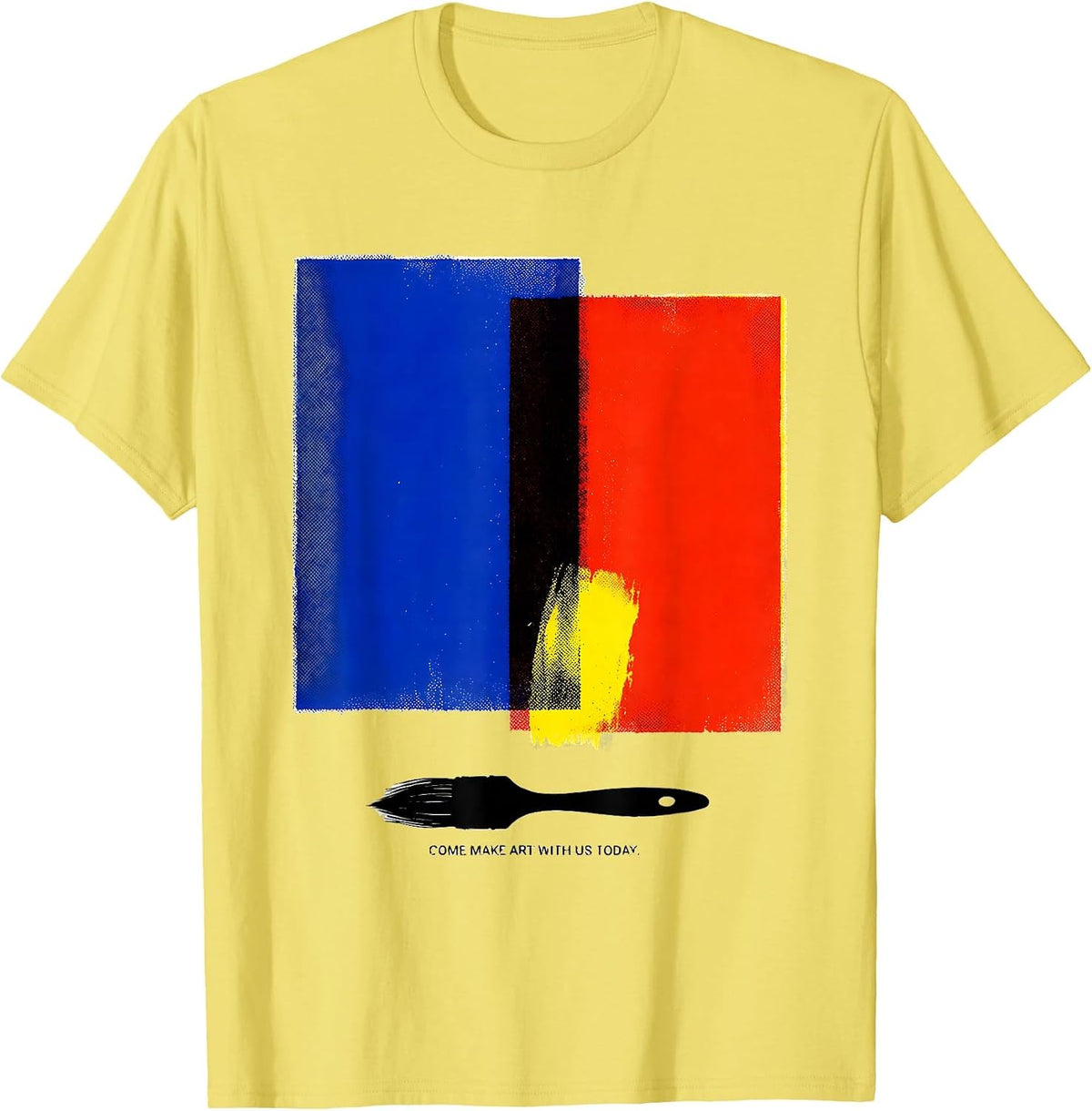 Men's Come Make Art With Us Today Funny Art Teacher Artist Humor T-Shirt - Lemon Yellow