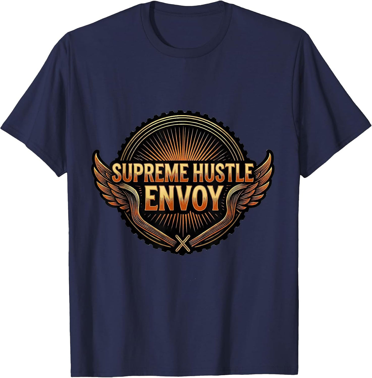 Supreme Hustle Envoy Retro Disco Daddy 70s Costume Party T-Shirt - Navy Blue