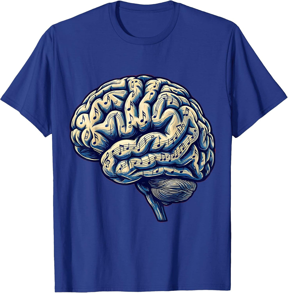 Men's Music Teacher Brain Made of Musical Notes Graphic T-Shirt - Royal Blue