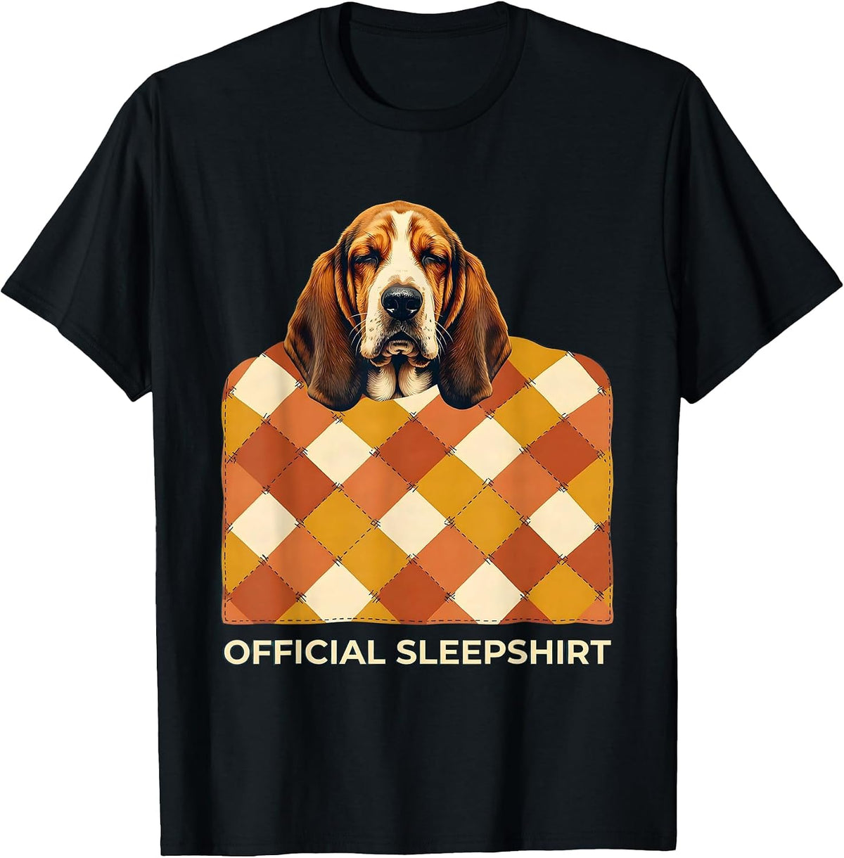 Men's Official Sleepshirt Basset Hound Funny Animal Lover Pajama T-Shirt - Black