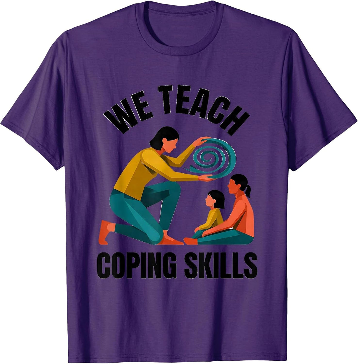 We Teach Coping Skills Midcentury Modern Mental Health T-Shirt - Purple