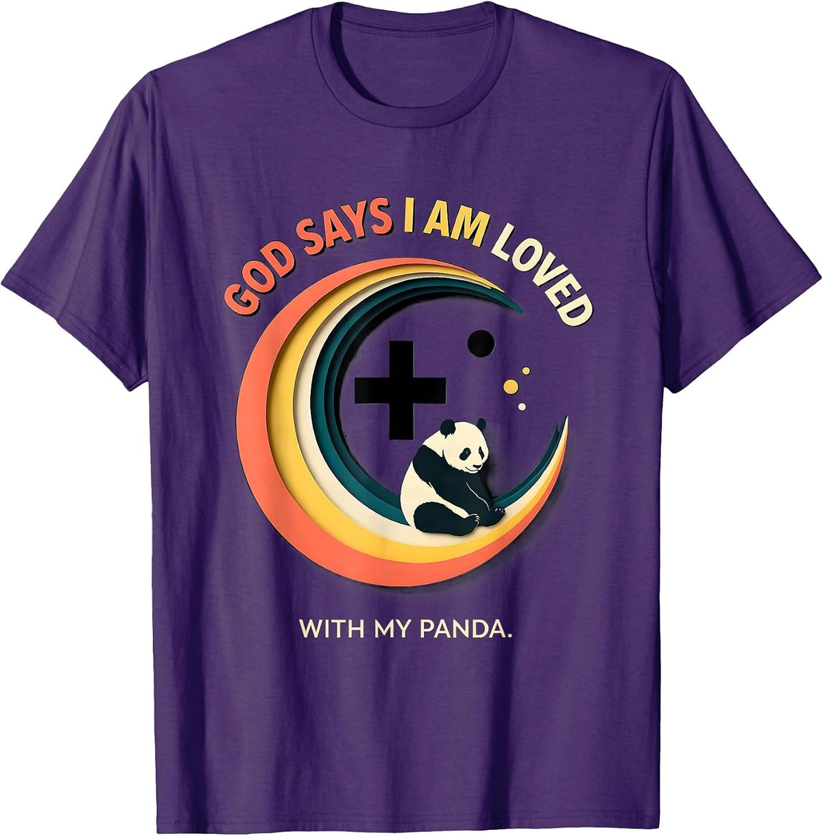 God Says I Am Loved With My Panda Christian Kids Sports T-Shirt - Purple