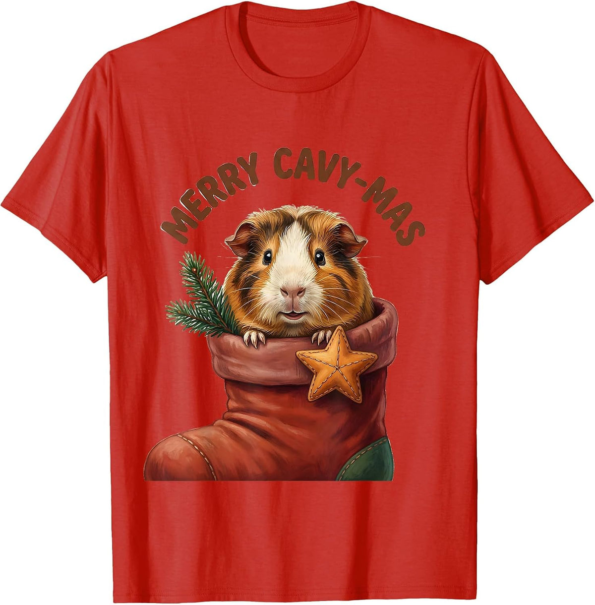 Men's Merry Cavy-mas Storybook Guinea Pig Christmas Pet Lover T-Shirt - Red