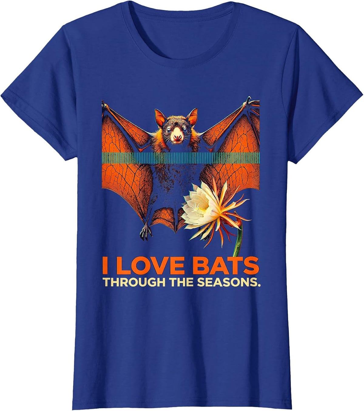 Women's I Love Bats Through The Seasons Vintage Bat Lover Halloween T-Shirt - Royal Blue