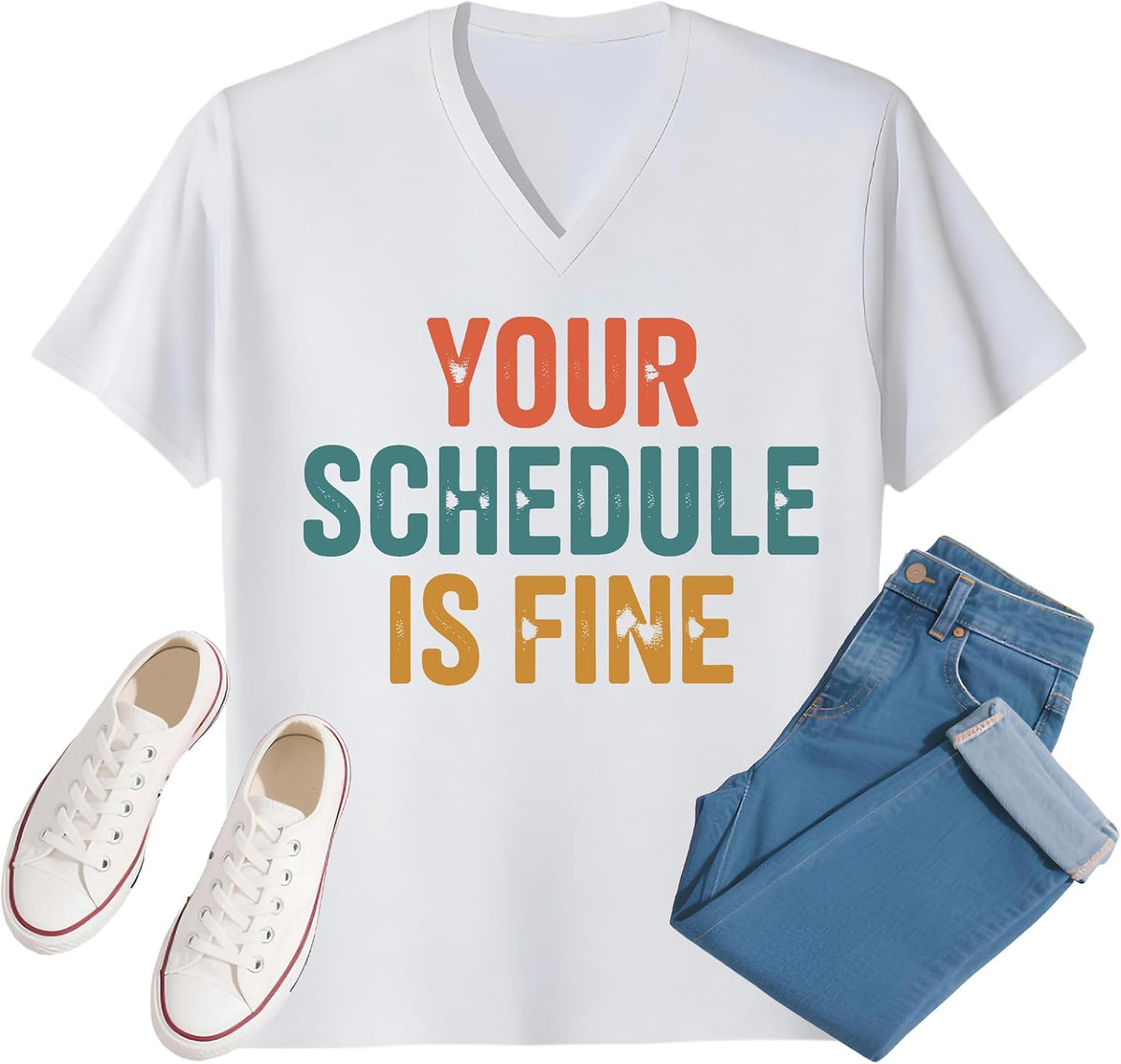 Your Schedule is Fine Shirt Your Schedule is Fine Tshirt Funny School Counselor T-Shirt for Women Men - V-Neck White V-neck