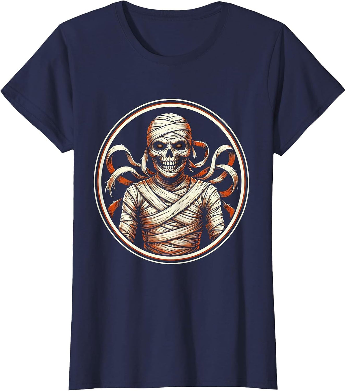 Women's Halloween Mummy Dental Floss Funny Dentist Gift T-Shirt - Navy Blue