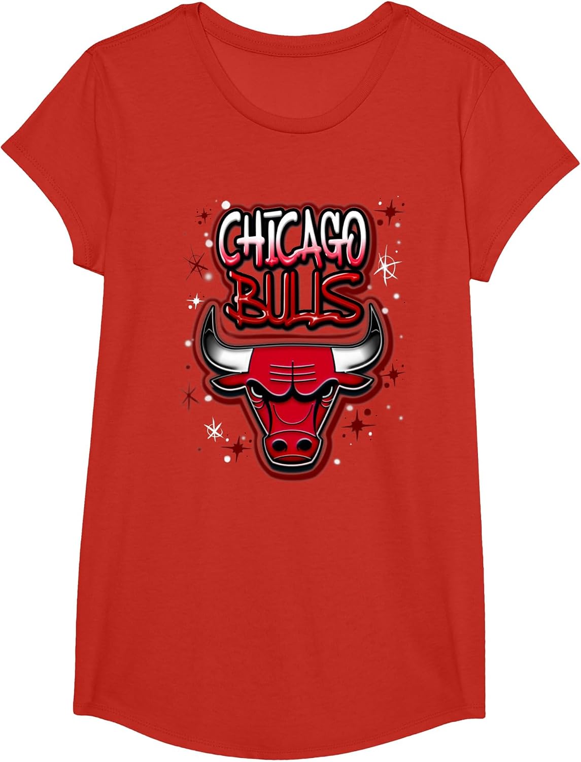 NBA Chicago Bulls Airbrush Logo T-Shirt - Girls Red
